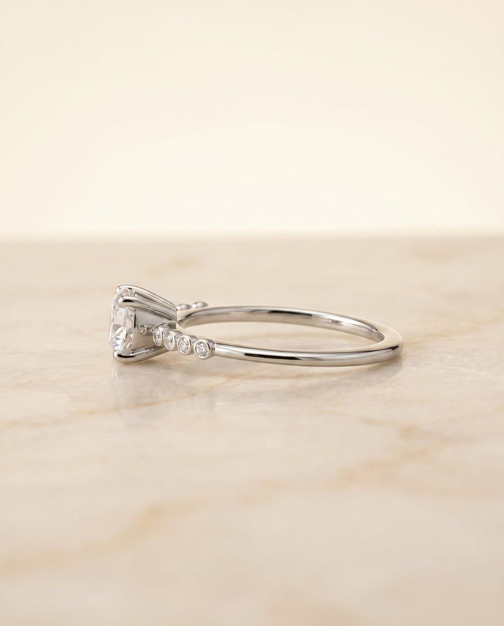 Peggy Select Bezel Accent Solitaire Emerald Cut in Platinum – view 6