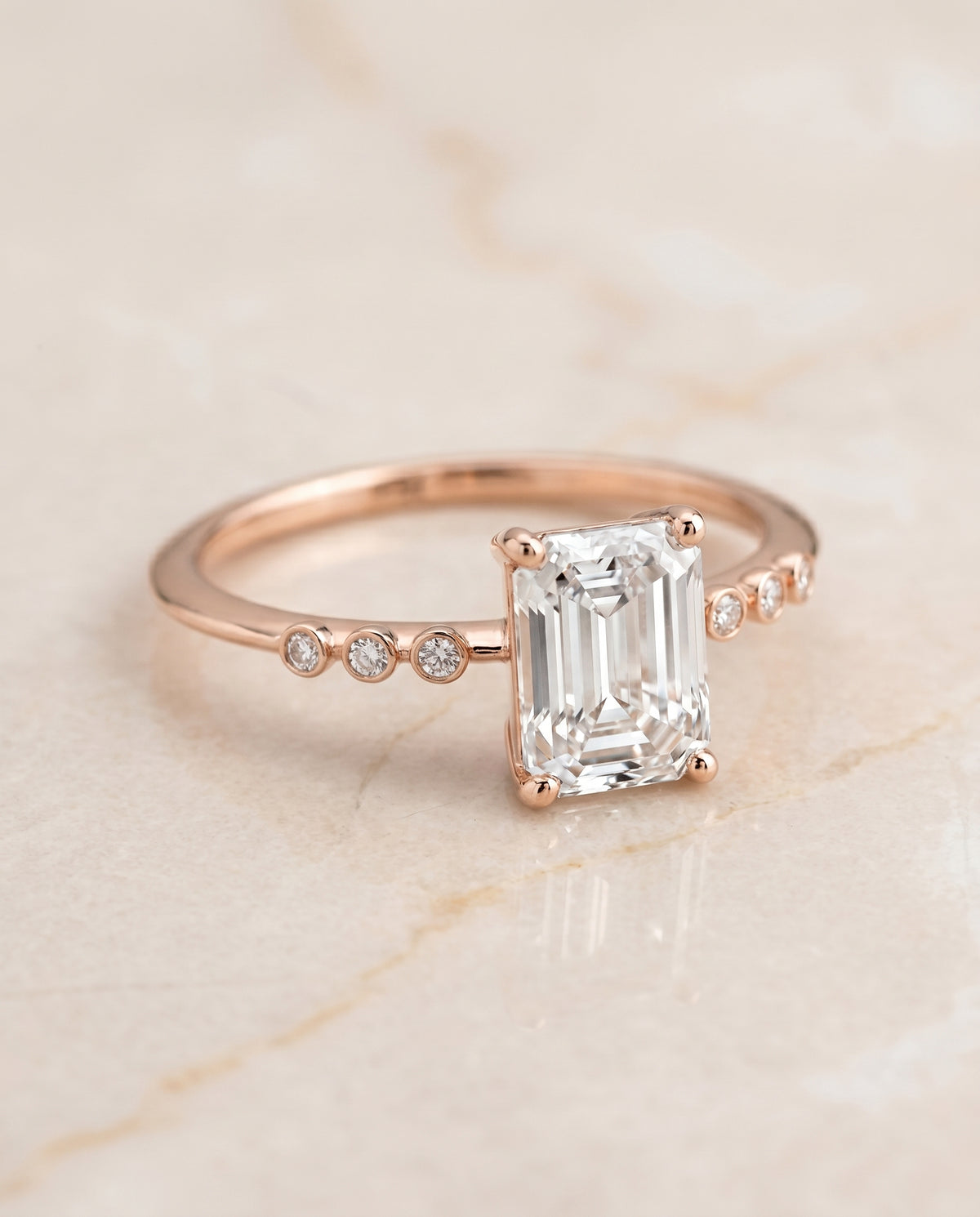 The Peggy emerald engagement ring setting in 14K Rose Gold | RockHer