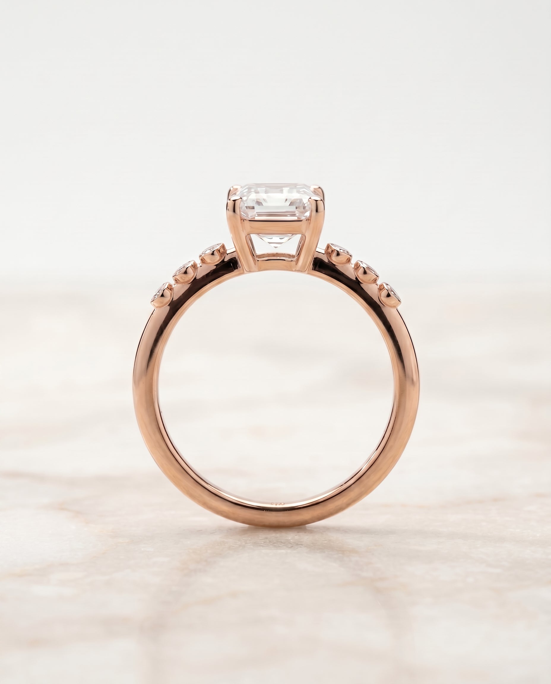 The Peggy setting for emerald diamonds, made to order in 14K Rose Gold | RockHer