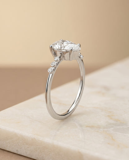 The Peggy Bezel Accent Solitaire Princess Cut Engagement Ring Setting in Platinum