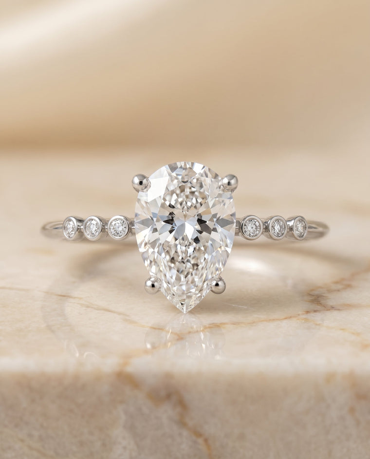 The Peggy Select Bezel Accent Solitaire Princess Cut Lab Diamond Engagement Ring in Platinum