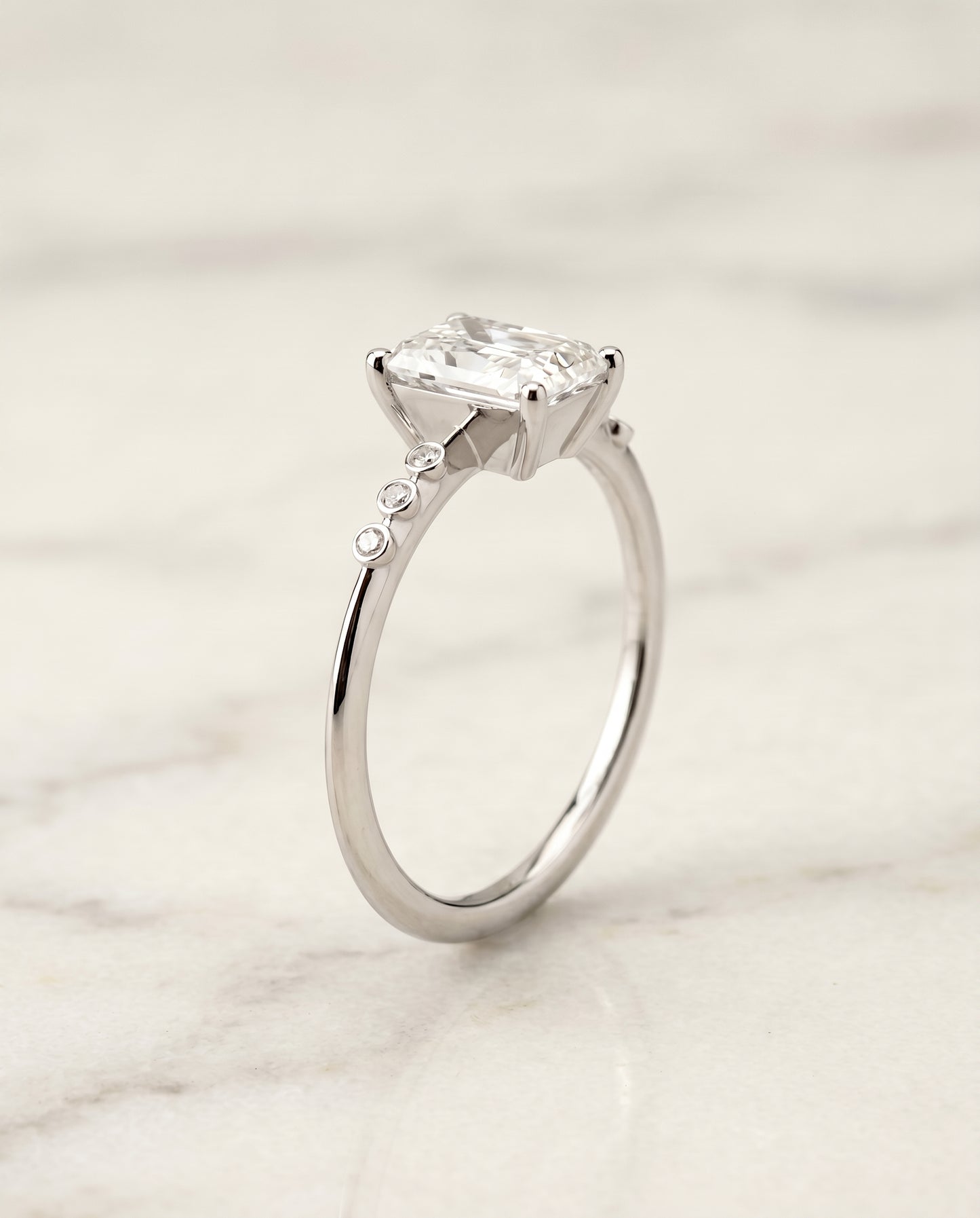 The Peggy Bezel Accent Solitaire Radiant Cut Engagement Ring Setting in Platinum