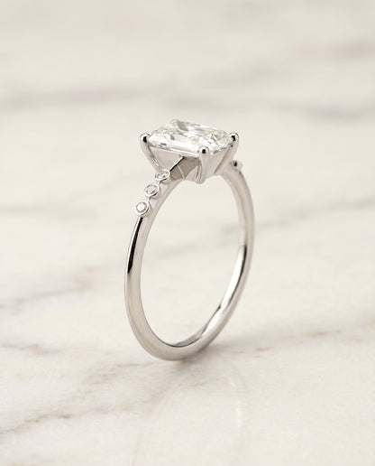 The Peggy Bezel Accent Solitaire Radiant Cut Engagement Ring Setting in Platinum