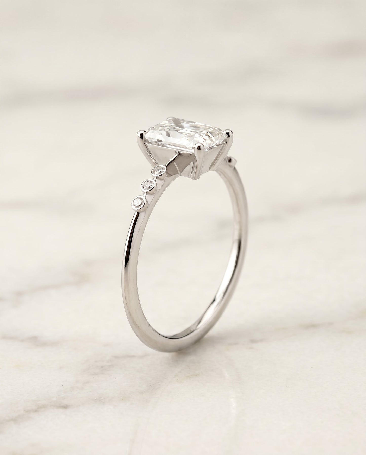 The Peggy Select Solitaire Engagement Ring with Lab Diamond in 18K White Gold - view 2