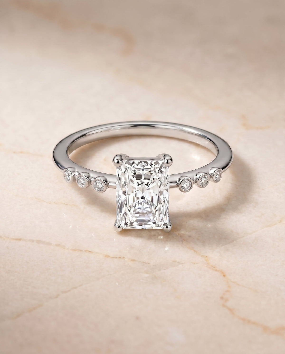 The Peggy radiant engagement ring setting in 18K White Gold | RockHer