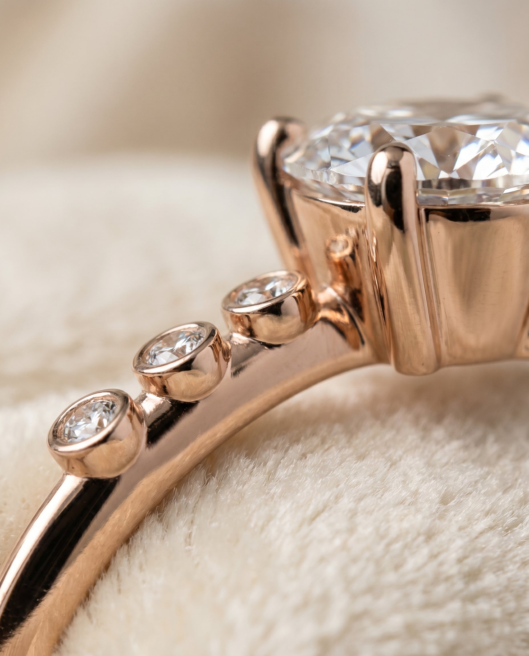 14K Rose Gold band of The Peggy round engagement ring setting | RockHer