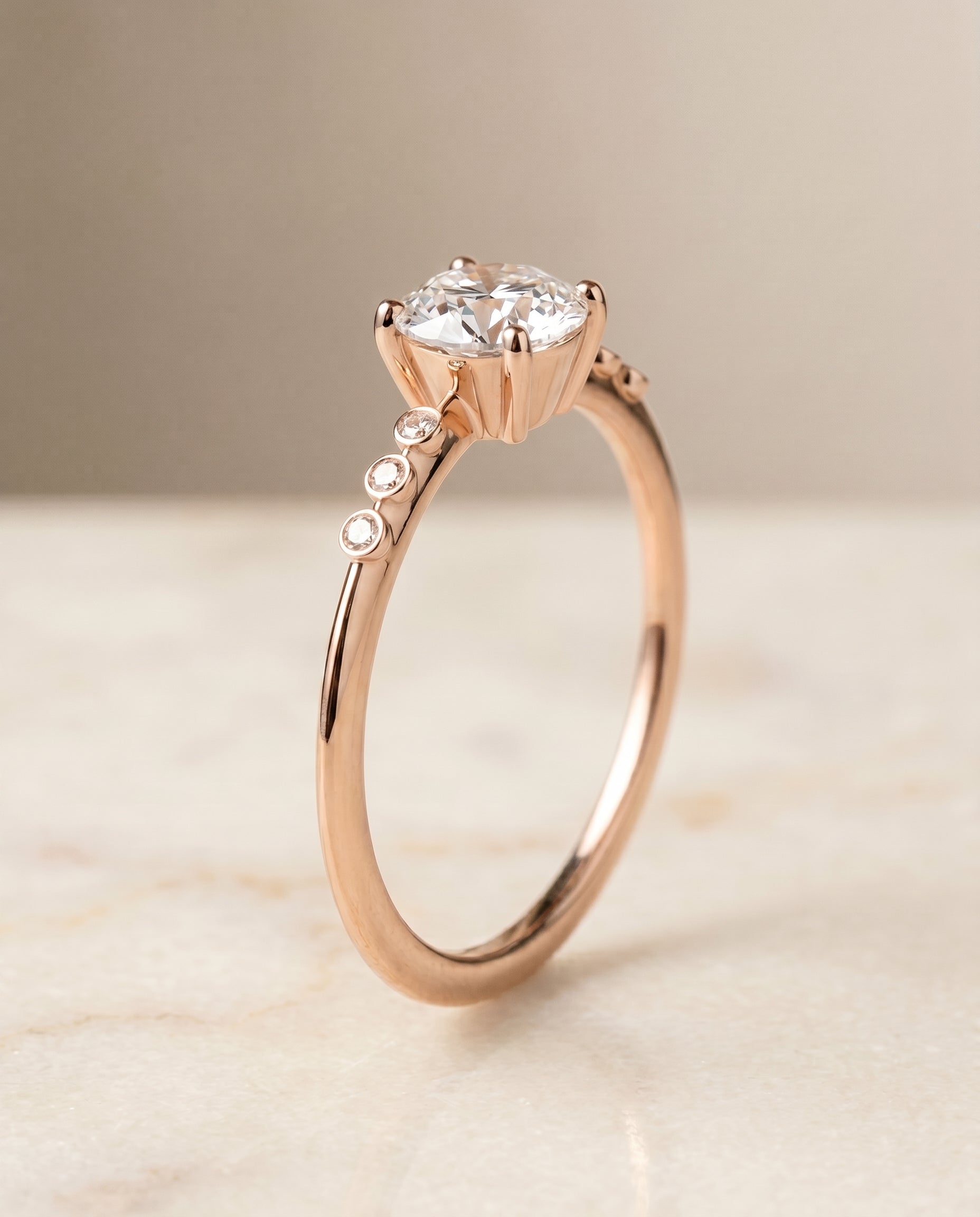 Bezel Accent Solitaire styling on The Peggy round engagement ring setting | RockHer
