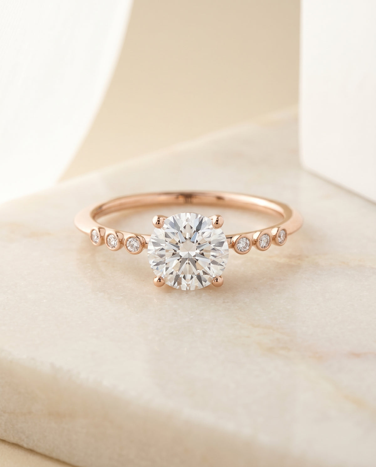 The Peggy round engagement ring setting in 14K Rose Gold | RockHer