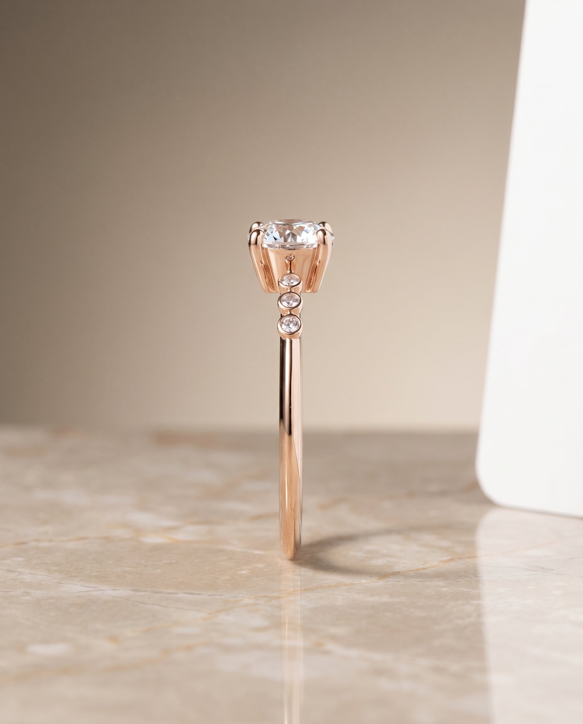 The Peggy setting for round diamonds, made to order in 14K Rose Gold | RockHer