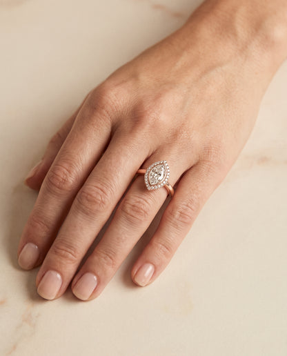 The Piper Double Halo Marquise Engagement Ring Setting in 14K Rose Gold