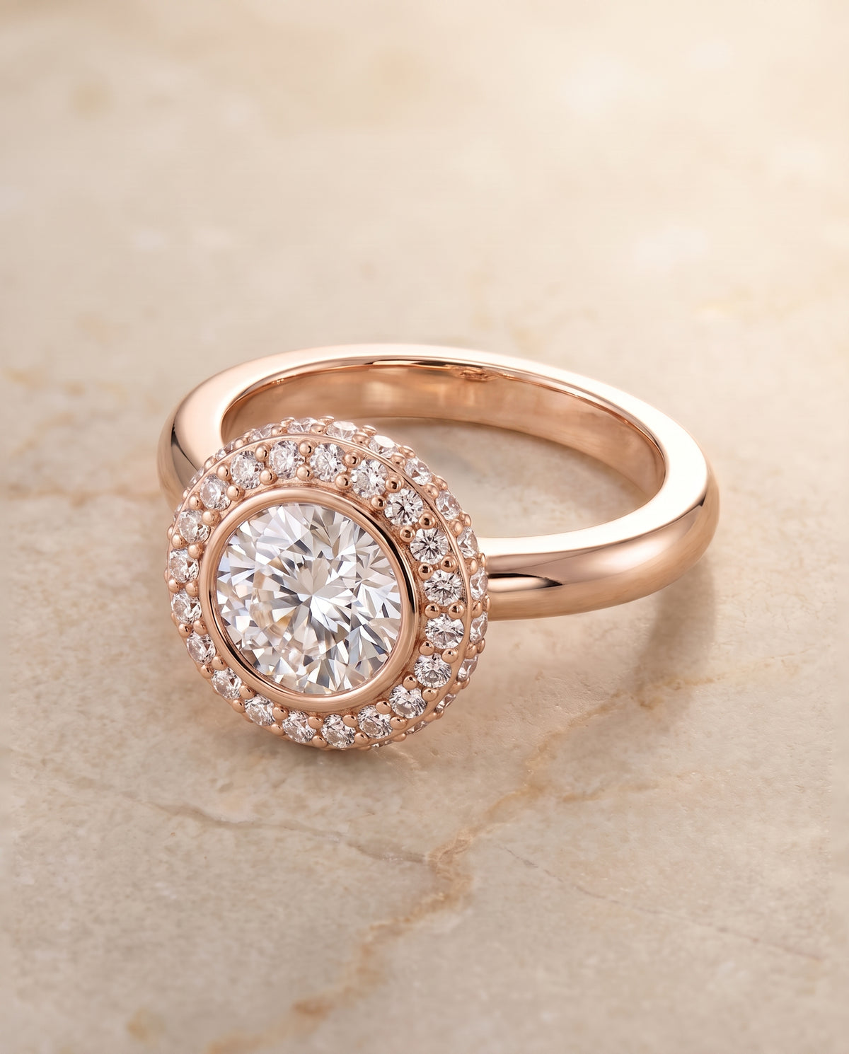 The Piper round engagement ring setting in 14K Rose Gold | RockHer