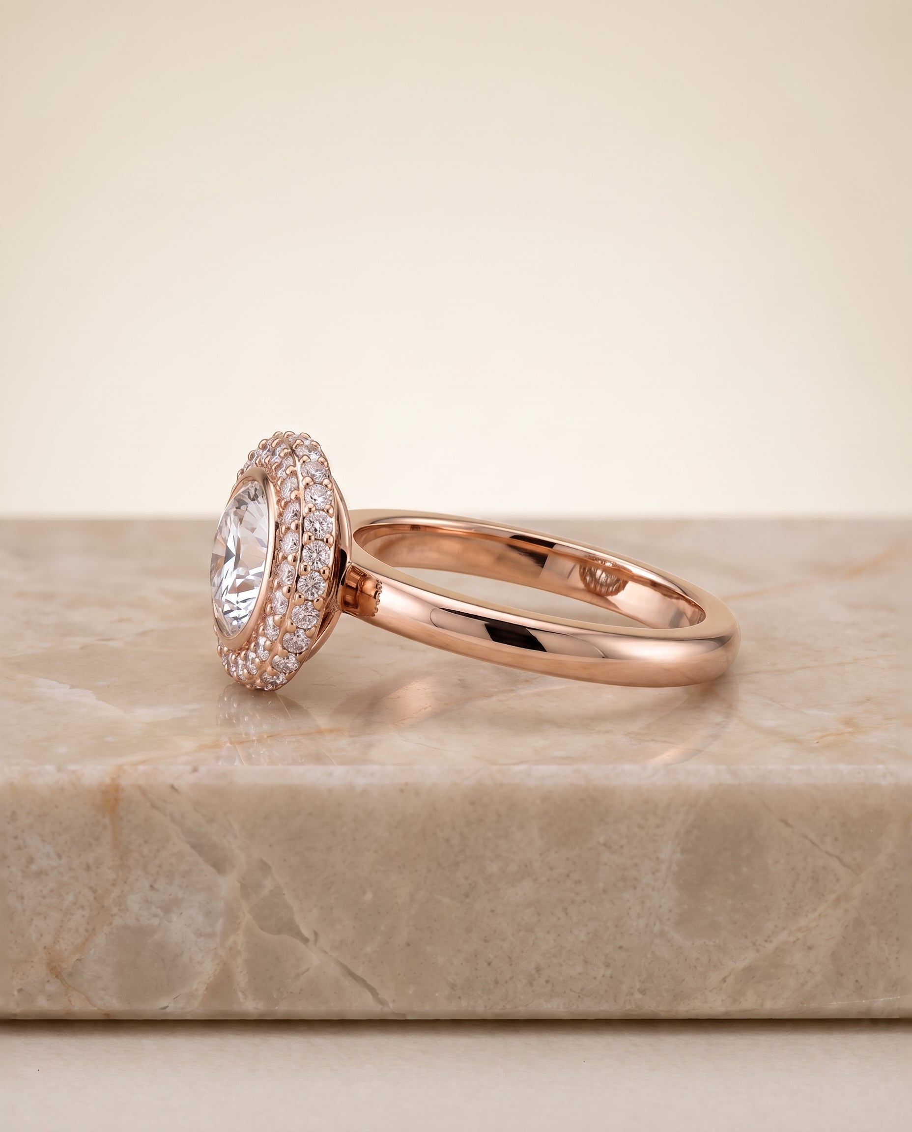 The Piper setting for round diamonds, made to order in 14K Rose Gold | RockHer