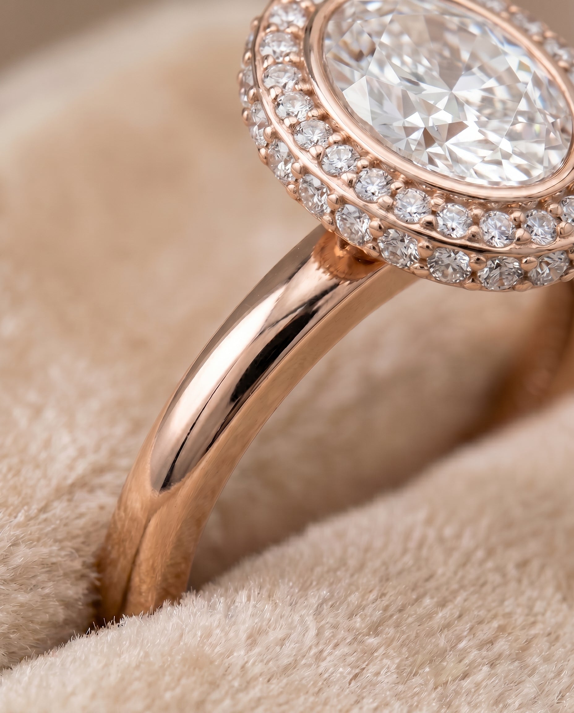 14K Rose Gold band of The Piper oval engagement ring setting | RockHer