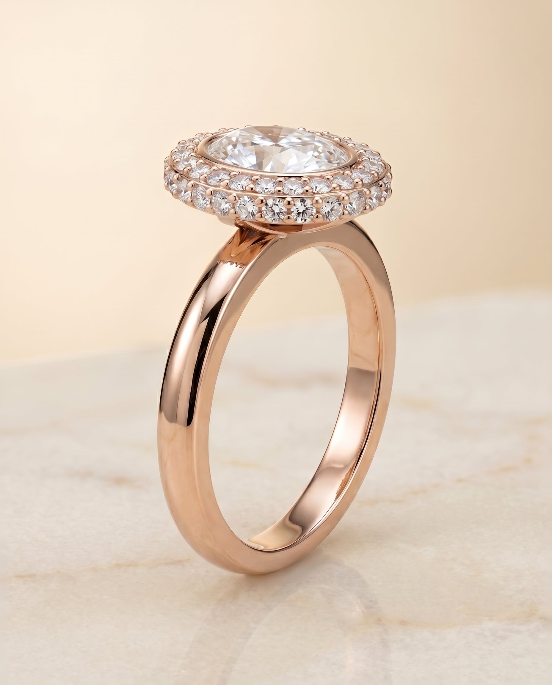 Double Halo styling on The Piper oval engagement ring setting | RockHer
