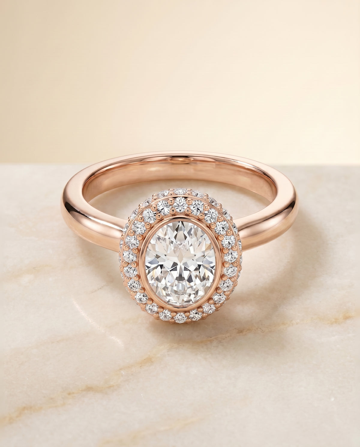 The Piper oval engagement ring setting in 14K Rose Gold | RockHer