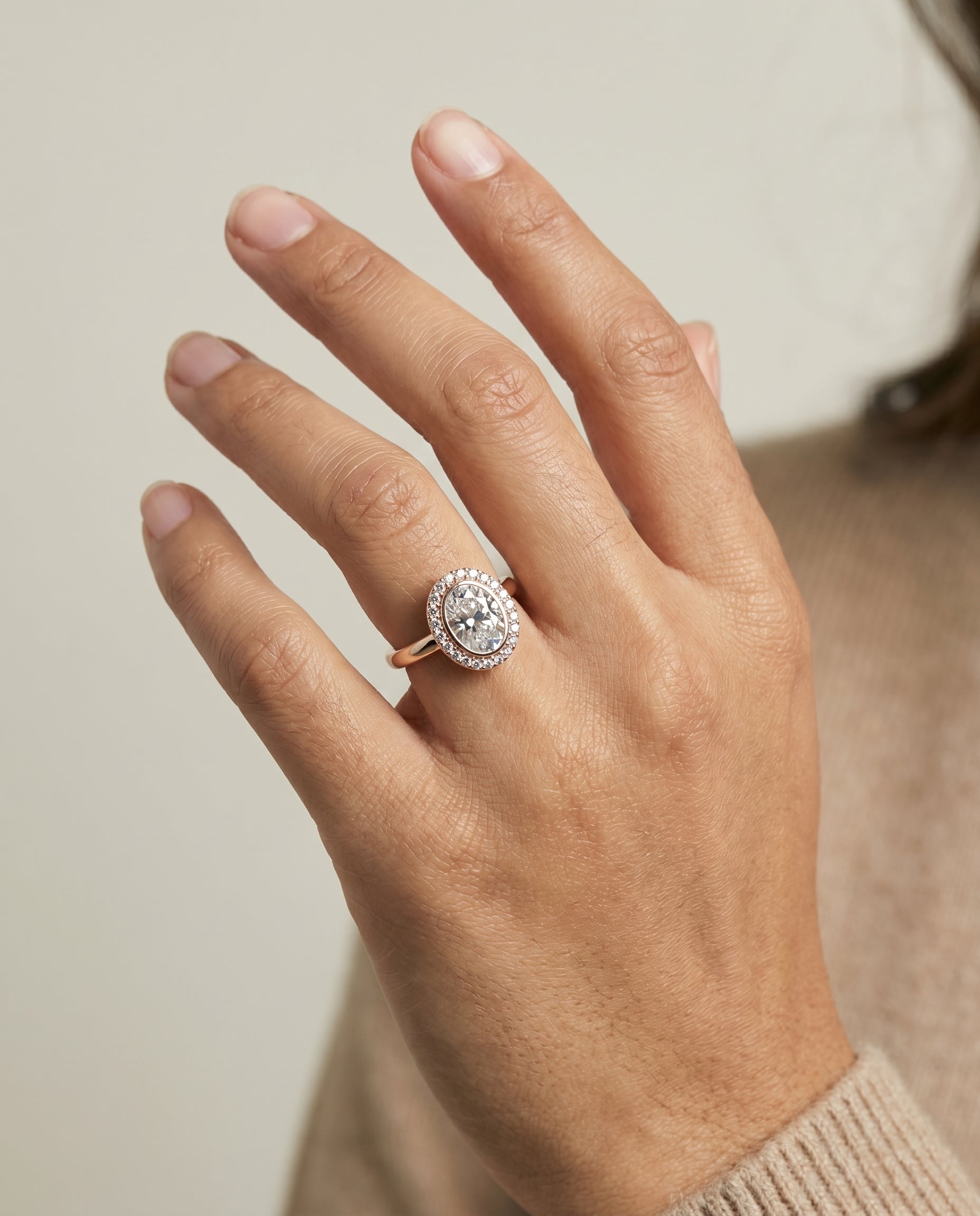 The Piper engagement ring setting in 14K Rose Gold, double halo design | RockHer