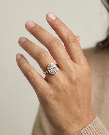 The Piper Double Halo Oval Engagement Ring Setting in 14K Rose Gold