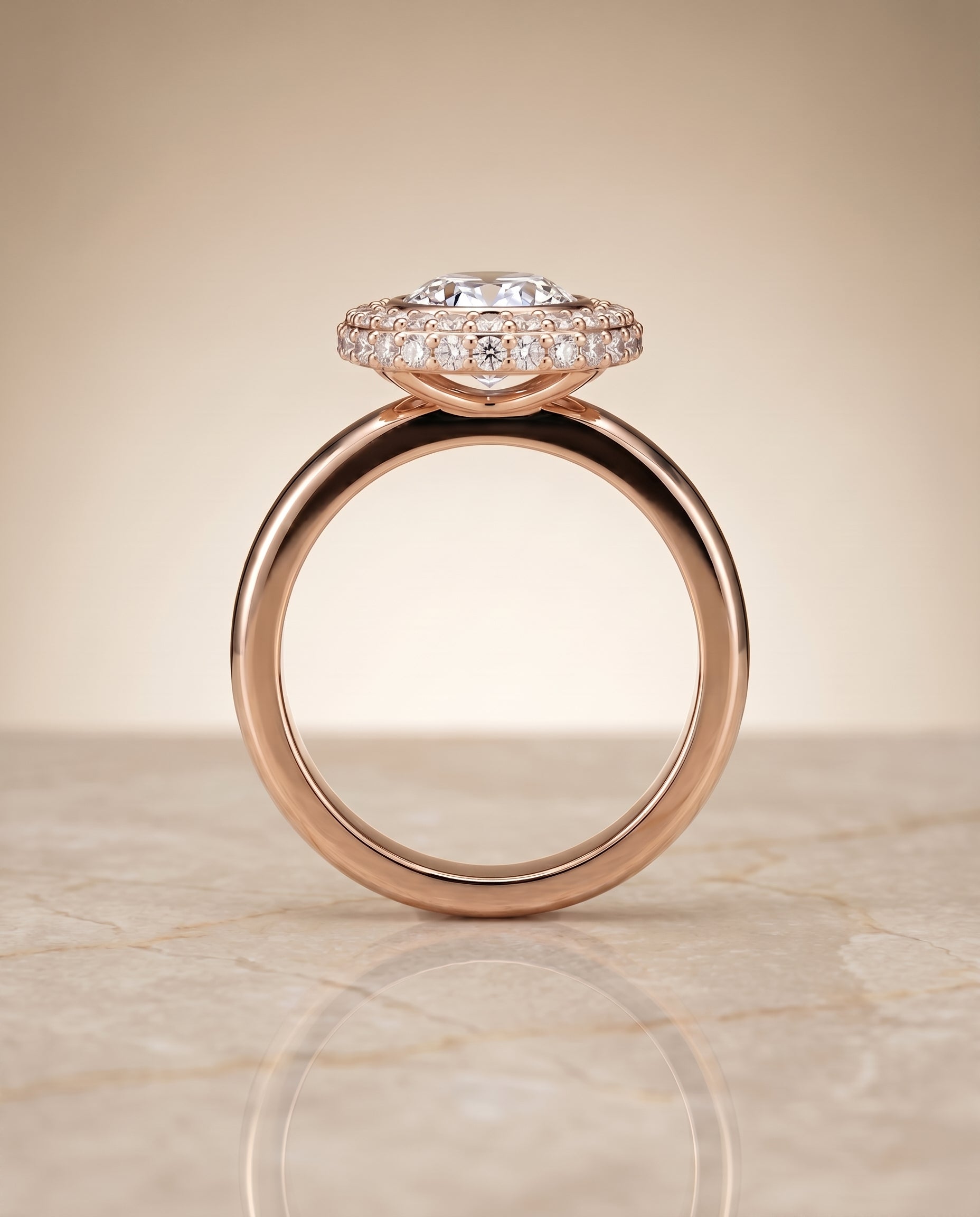 The Piper setting for oval diamonds, made to order in 14K Rose Gold | RockHer