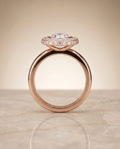 The Piper Double Halo Oval Engagement Ring Setting in 14K Rose Gold