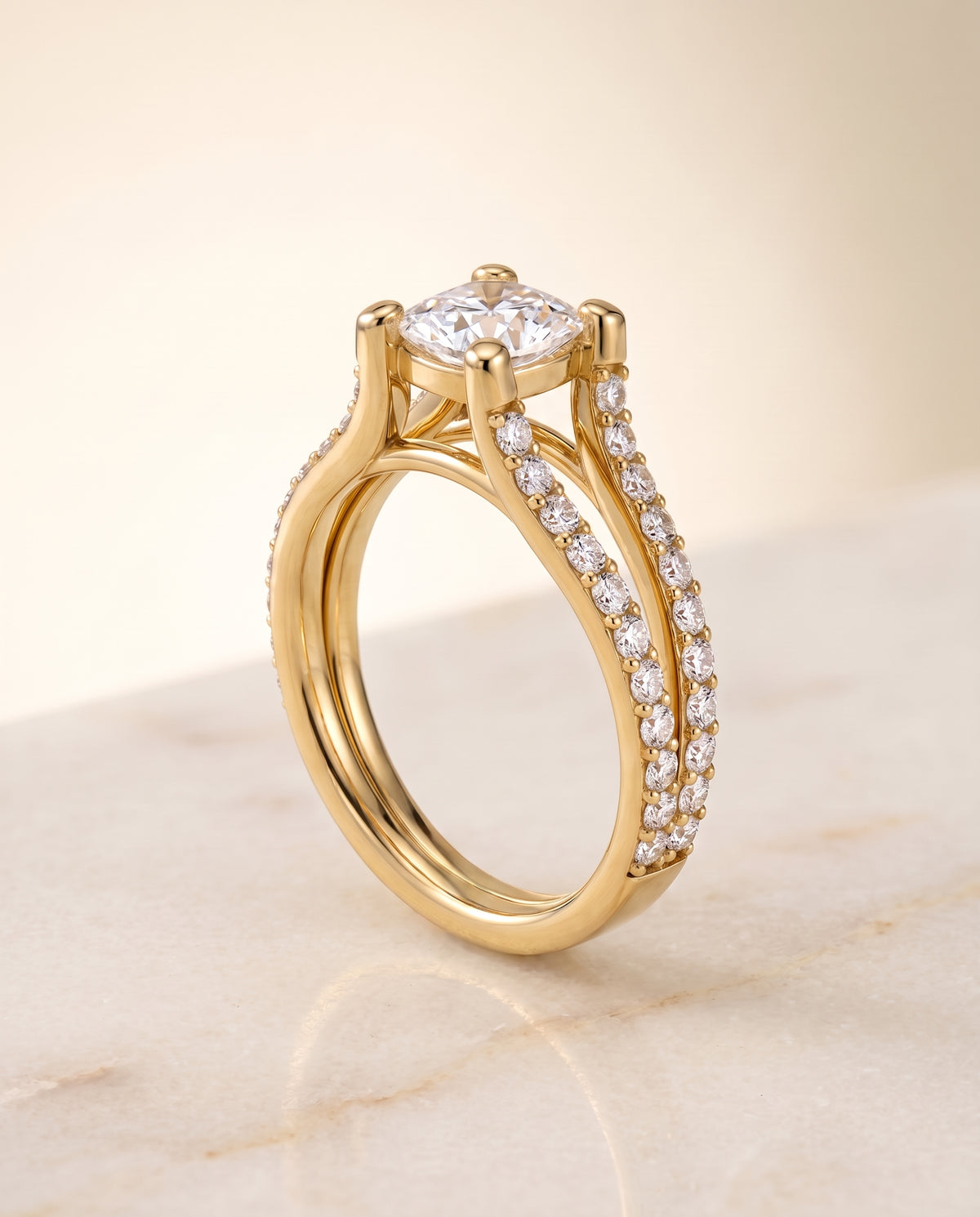 The Presley cushion engagement ring setting in 18K Yellow Gold | RockHer