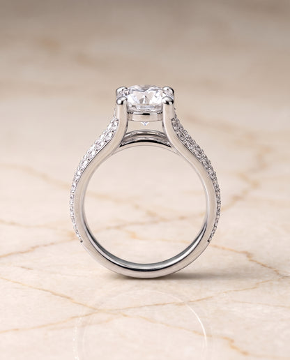 The Presley Split Shank Pavé Round Engagement Ring Setting in Platinum