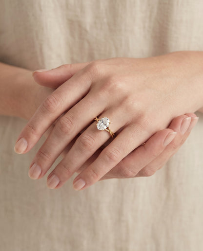 The Priscilla Delicate Twist Cathedral Solitaire Oval Engagement Ring Setting in 18K Yellow Gold