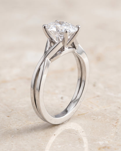 The Priscilla Delicate Twist Cathedral Solitaire Oval Engagement Ring Setting in Platinum