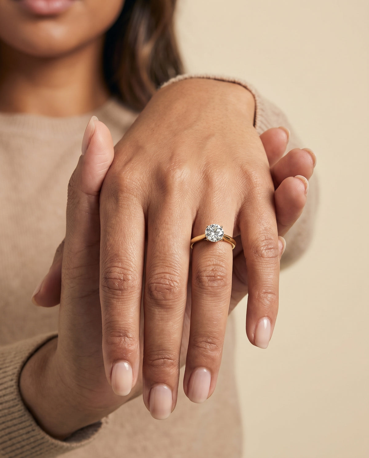 The Quinn Classic Comfort Fit Rounded Solitaire Round Engagement Ring Setting in 18K Yellow Gold