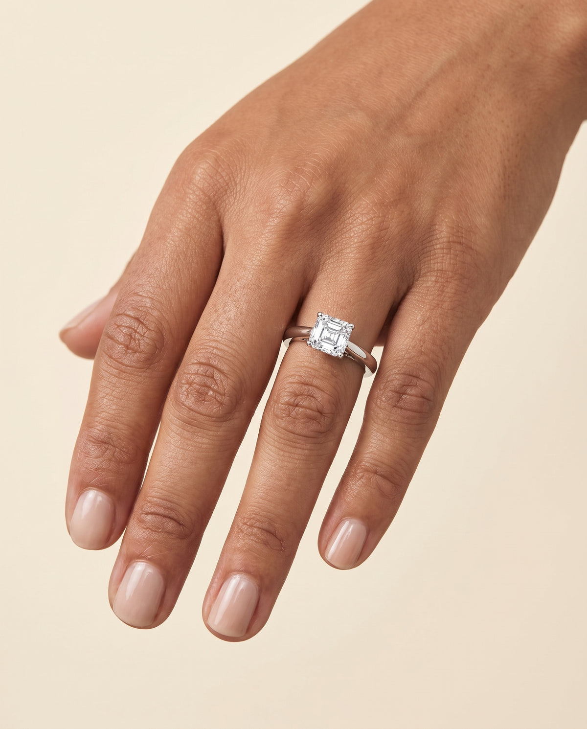 The Rio Scroll Gallery Comfort Fit Solitaire Asscher Cut Engagement Ring Setting in Platinum