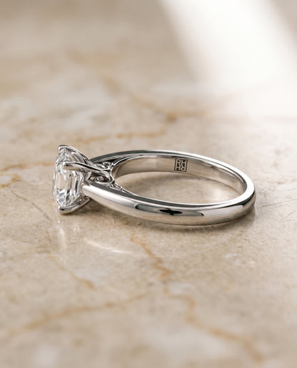 The Rio Scroll Gallery Comfort Fit Solitaire Asscher Cut Engagement Ring Setting in Platinum