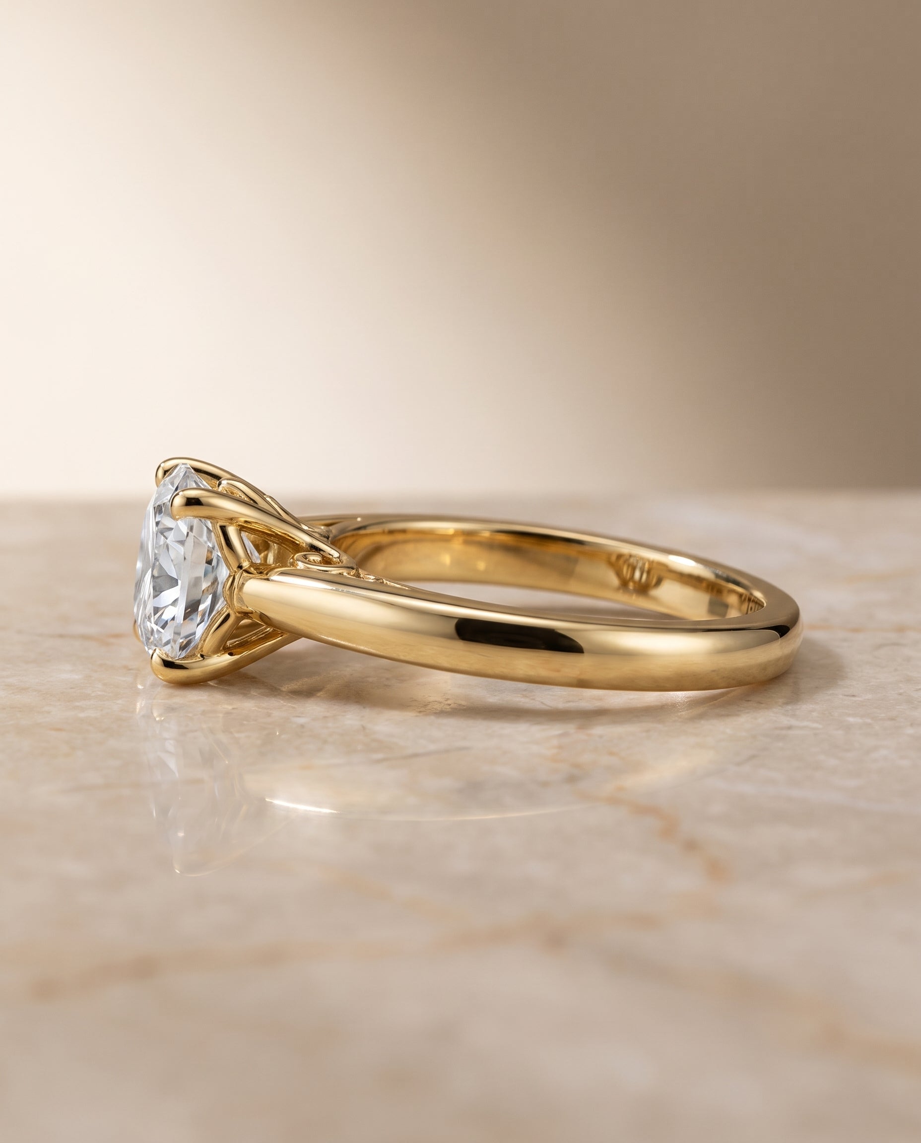The Rio setting for cushion diamonds, made to order in 18K Yellow Gold | RockHer