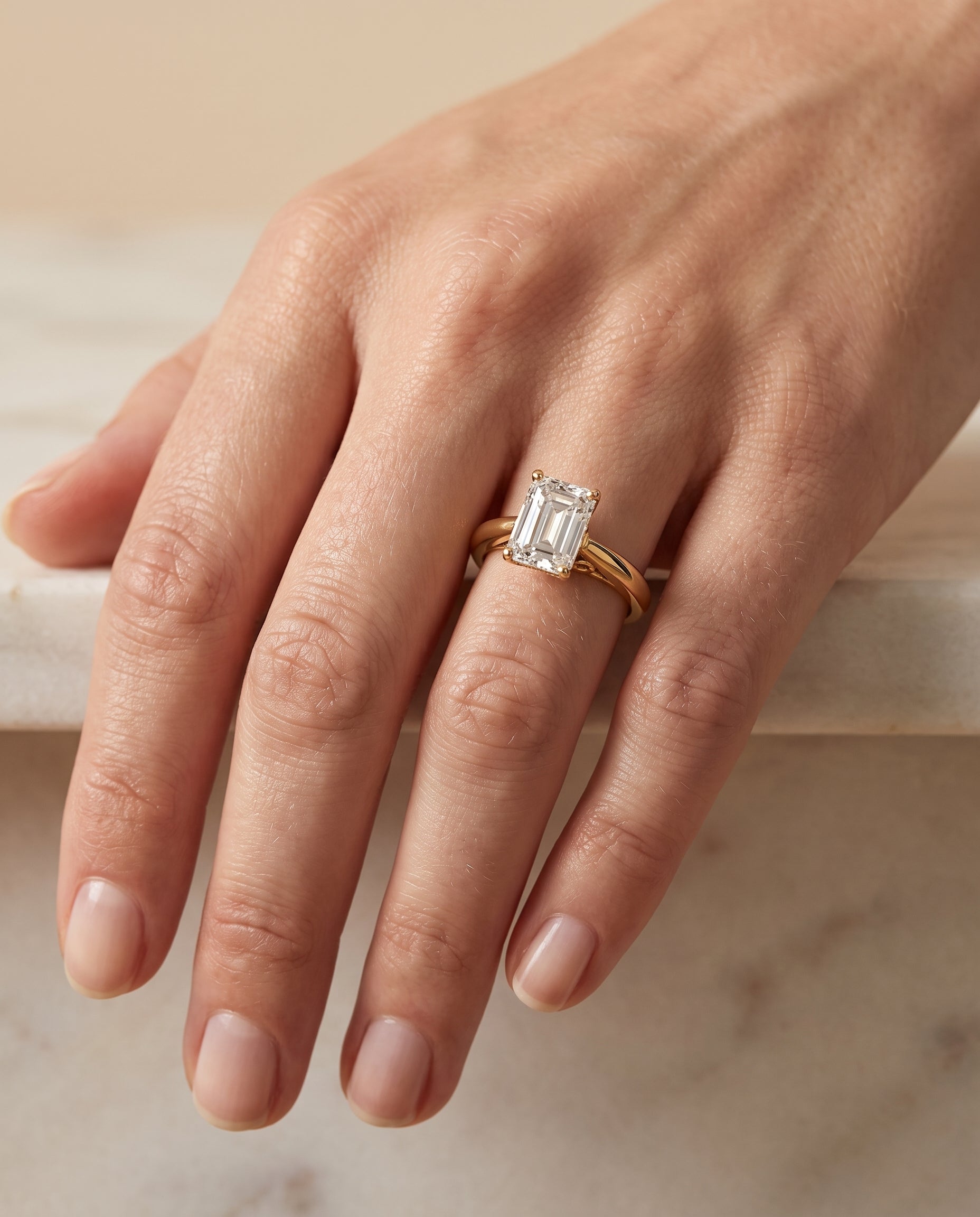 The Rio engagement ring setting in 18K Yellow Gold, scroll gallery comfort fit solitaire cut design | RockHer