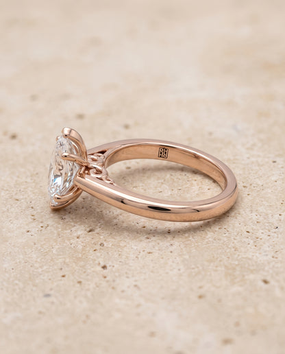 The Rio Scroll Gallery Comfort Fit Solitaire Marquise Engagement Ring Setting in 14K Rose Gold