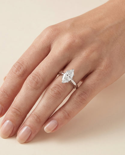 The Rio Scroll Gallery Comfort Fit Solitaire Marquise Engagement Ring Setting in Platinum