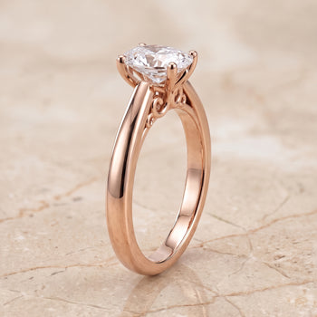 The Rio Scroll Gallery Comfort Fit Solitaire Oval Engagement Ring Setting in 14K Rose Gold