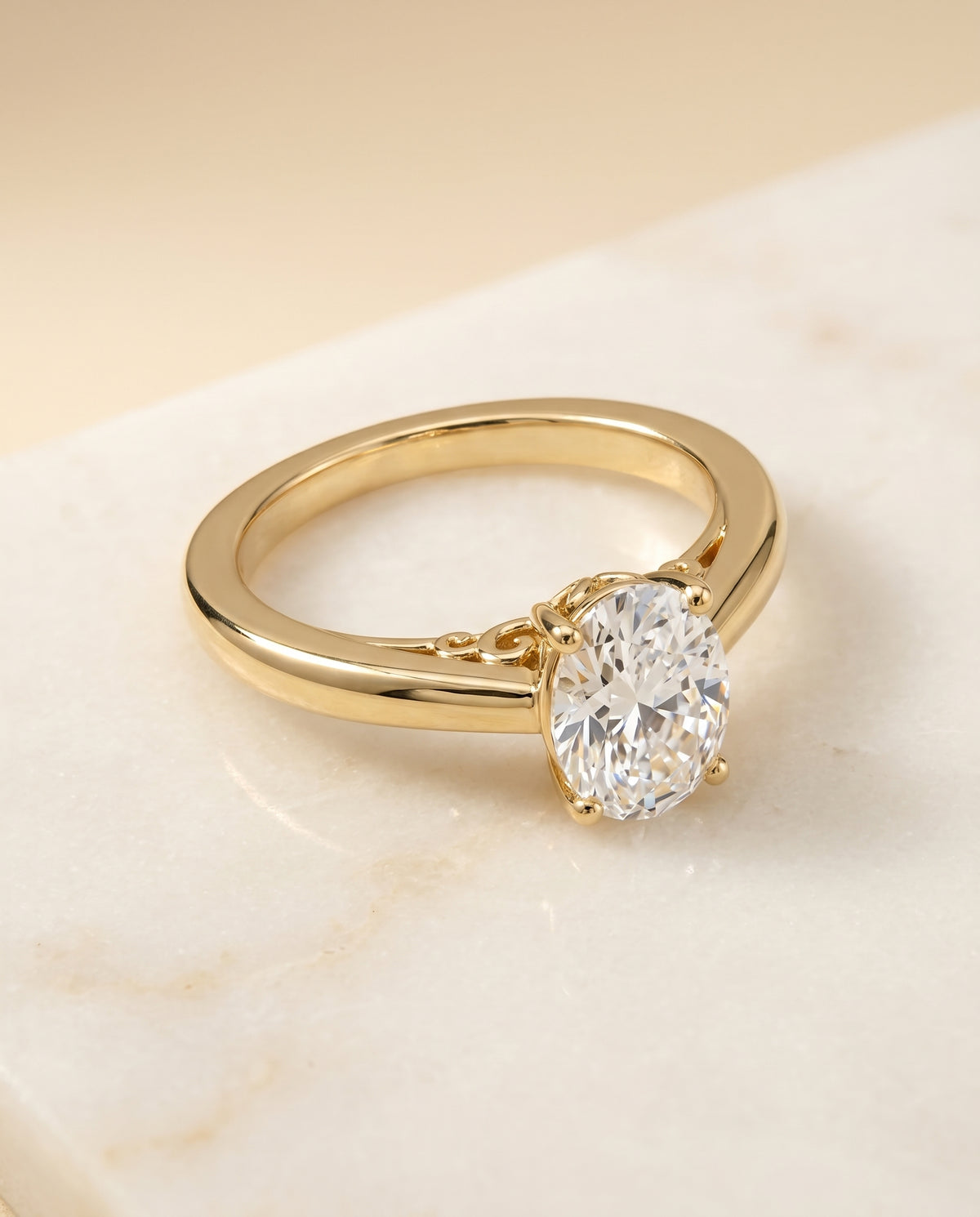 The Rio oval engagement ring setting in 18K Yellow Gold | RockHer