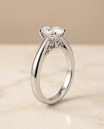 Rio Select Solitaire Oval Lab Diamond Engagement Ring in 18K White Gold, front view | RockHer