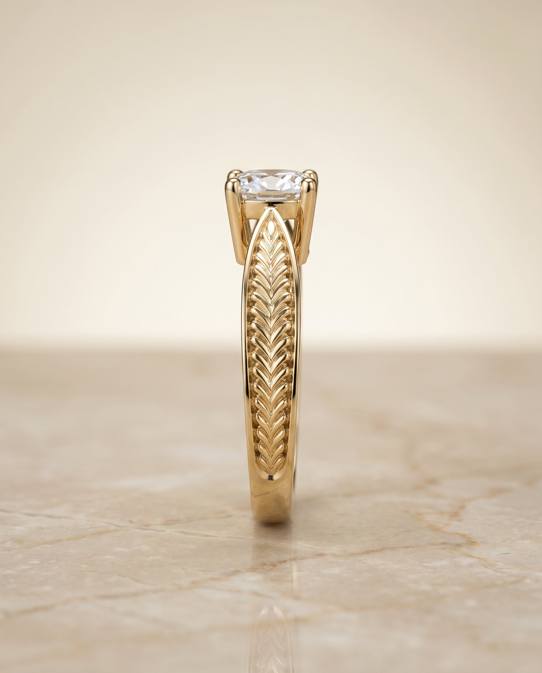 The Roberta setting for cushion diamonds, made to order in 18K Yellow Gold | RockHer