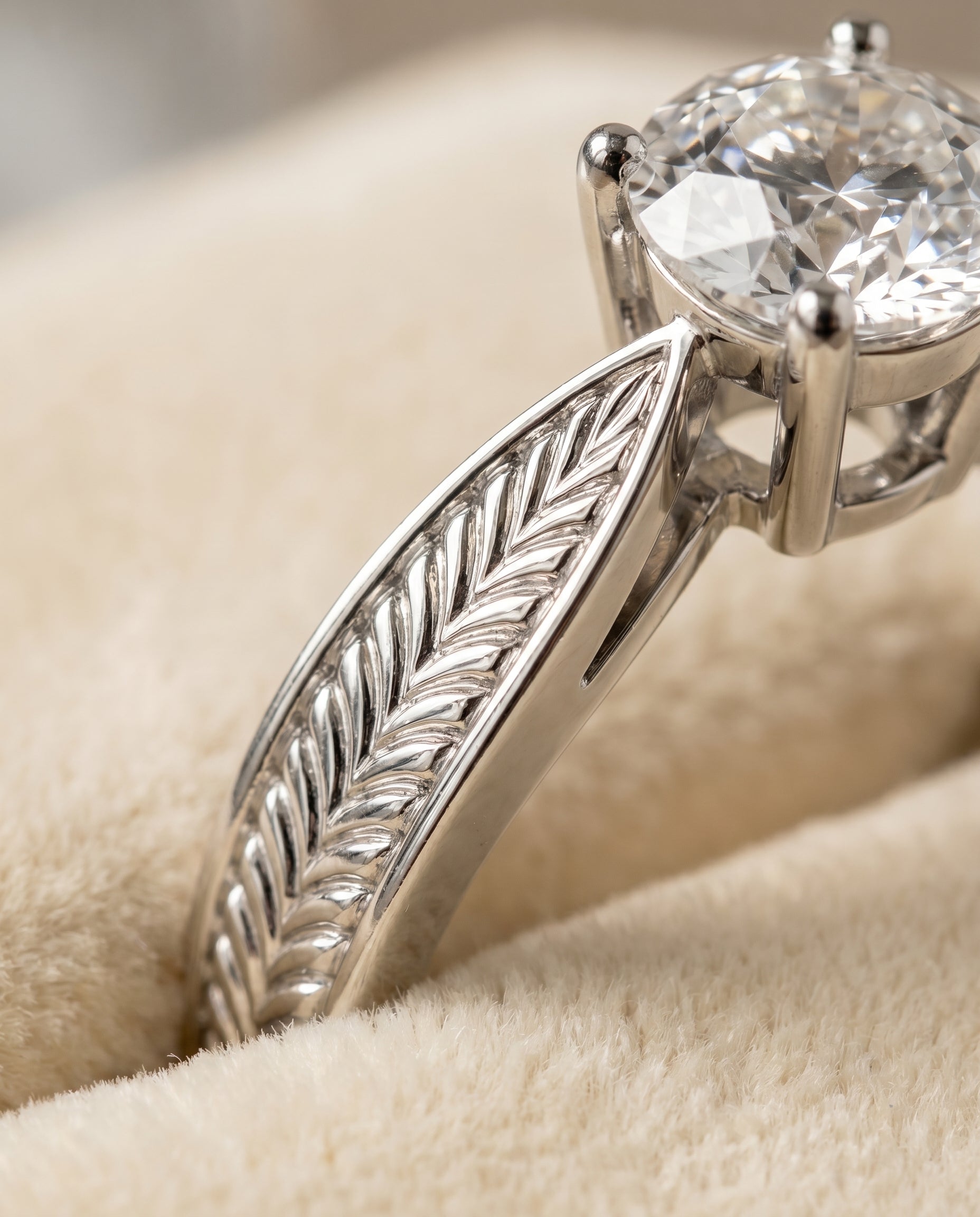 Platinum band of The Roberta cushion engagement ring setting | RockHer
