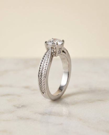 Roberta Select Solitaire Cushion Cut Lab Diamond Engagement Ring in Platinum, front view | RockHer