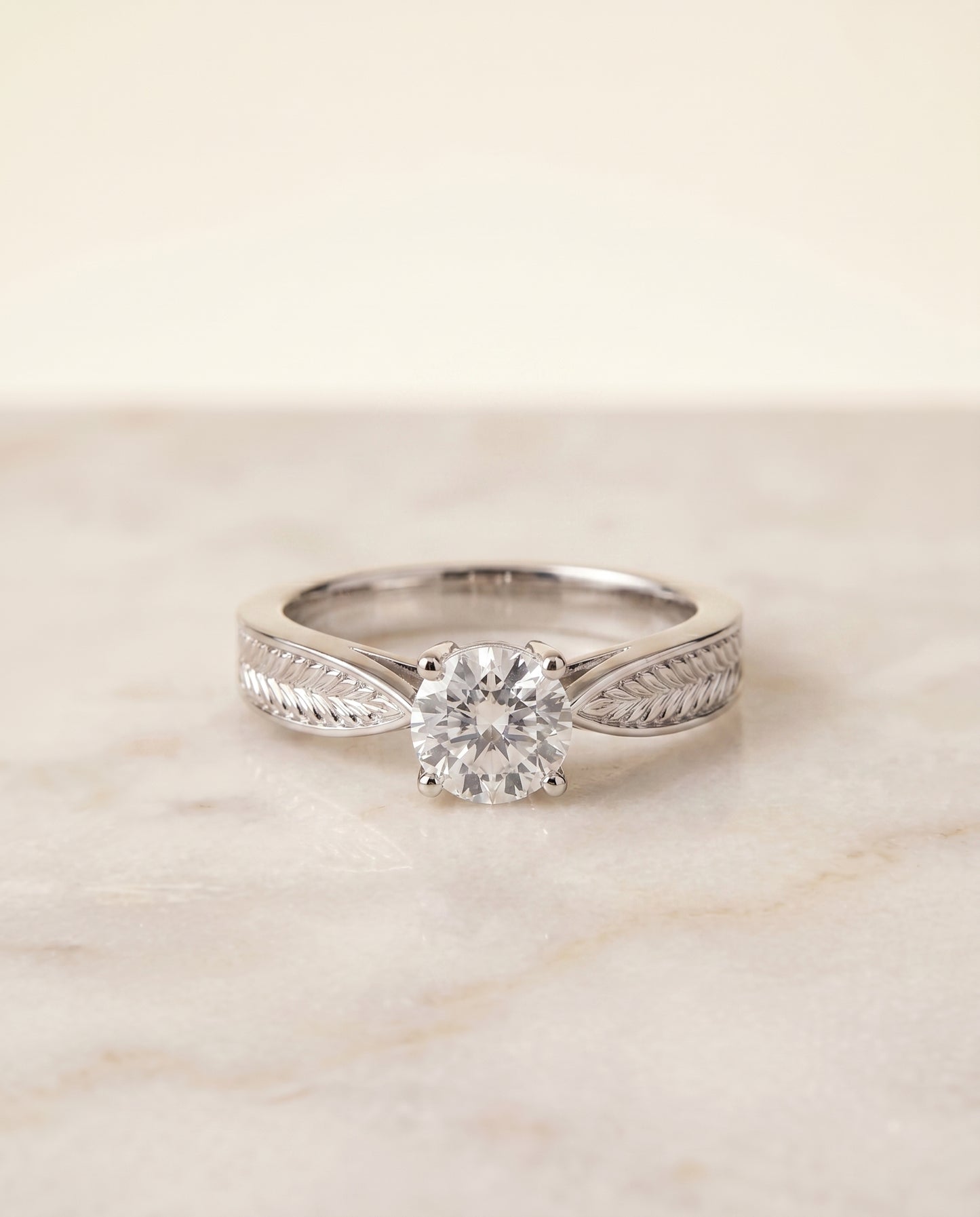 The Roberta Solitaire Engagement Ring Setting for Cushion Diamonds in Platinum