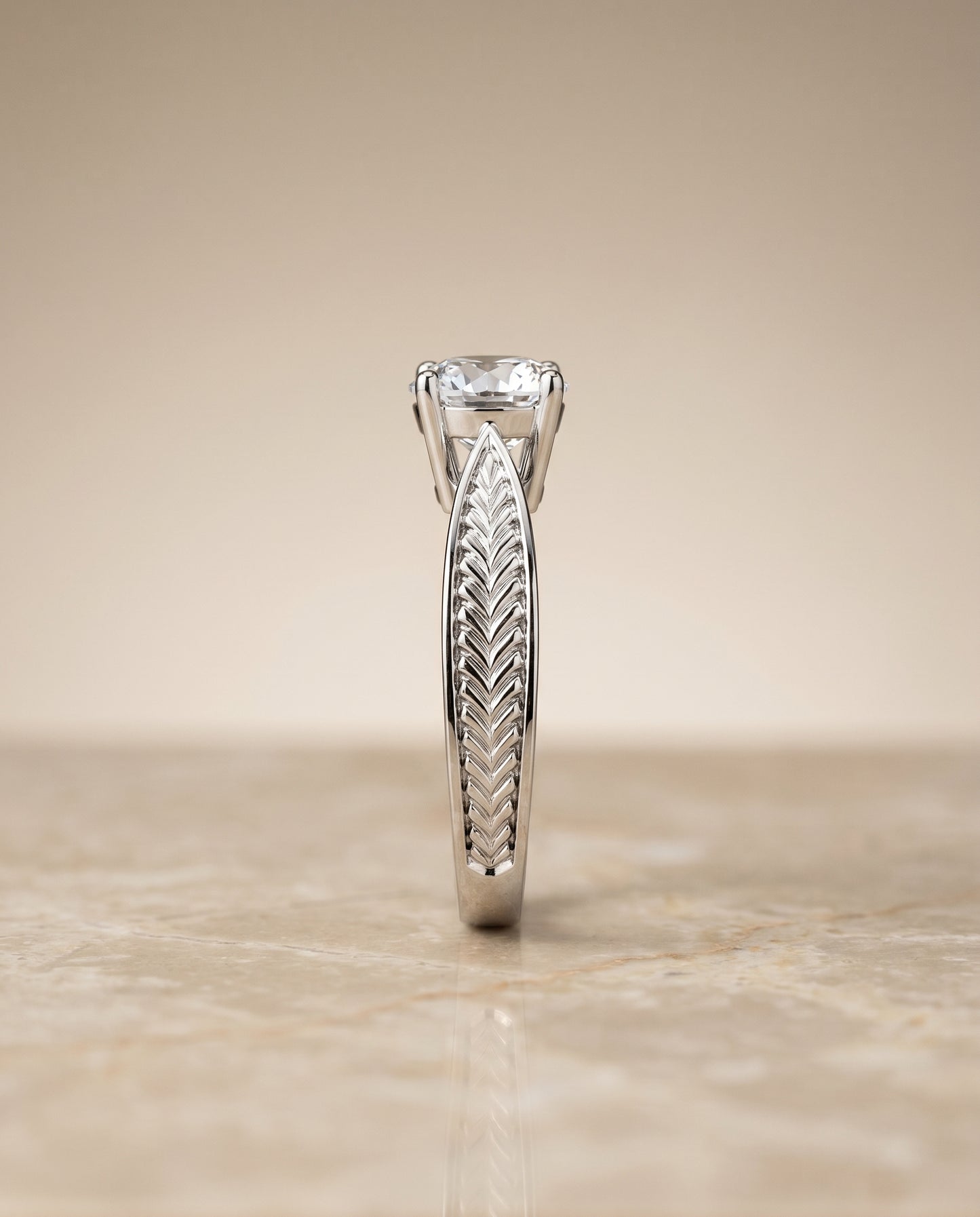 The Roberta Solitaire Engagement Ring Setting for Cushion Diamonds in Platinum