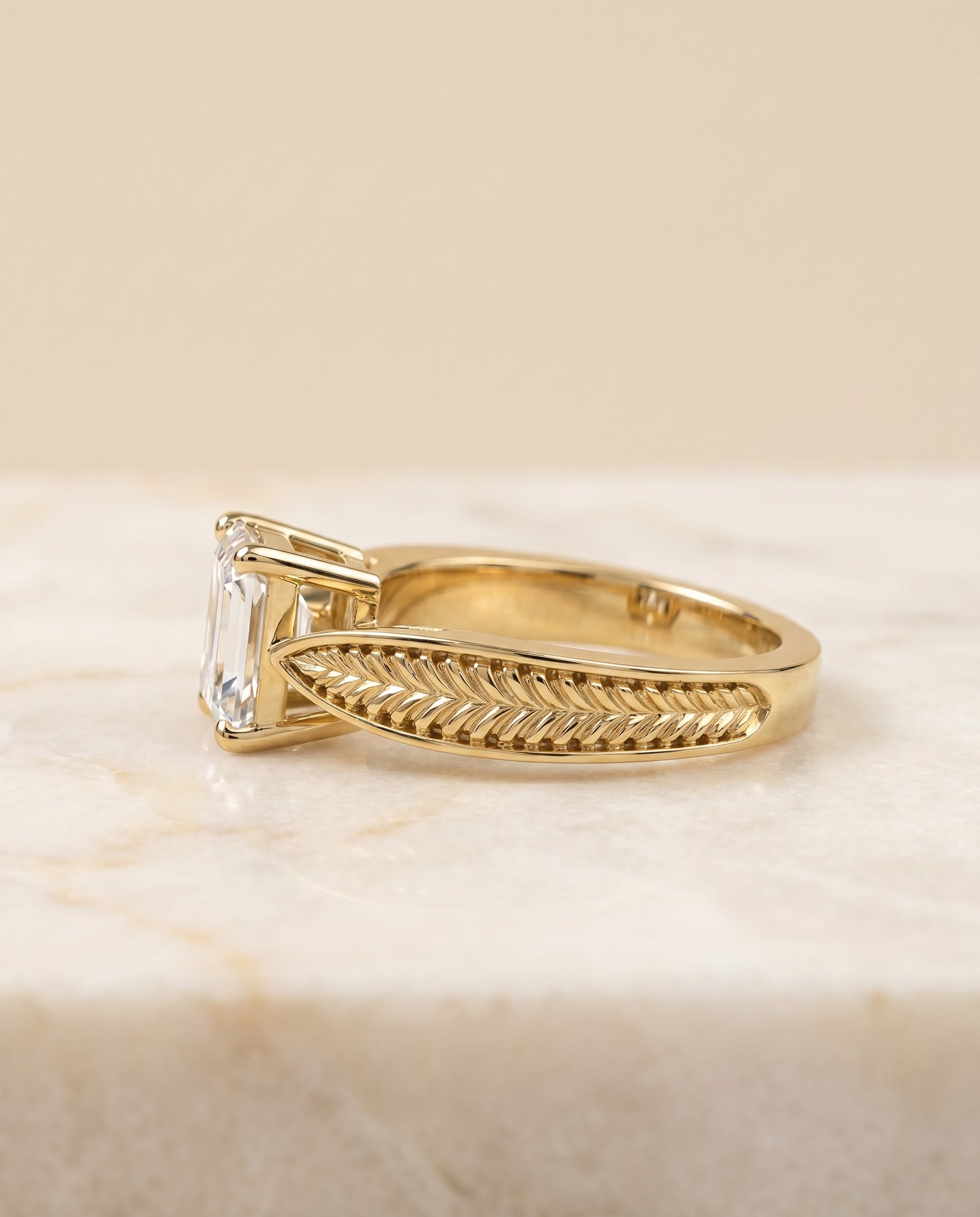 The Roberta setting for emerald diamonds, made to order in 18K Yellow Gold | RockHer
