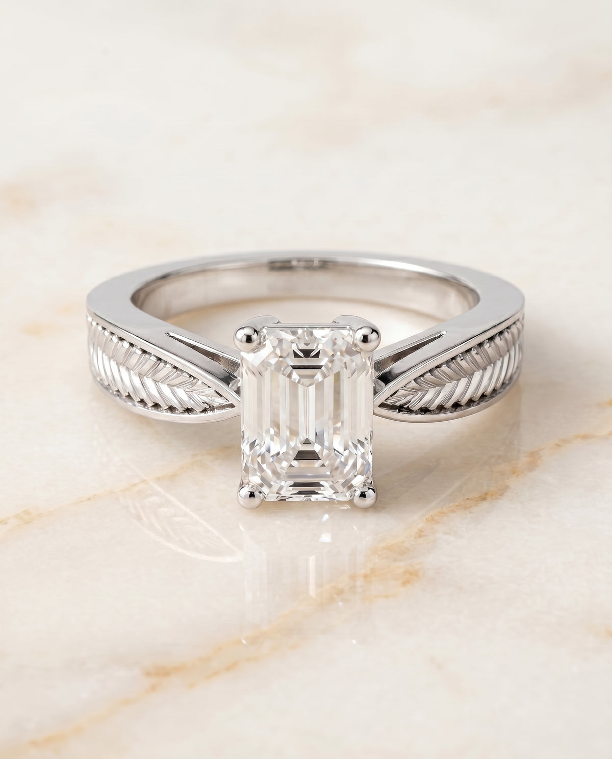 The Roberta emerald engagement ring setting in Platinum | RockHer