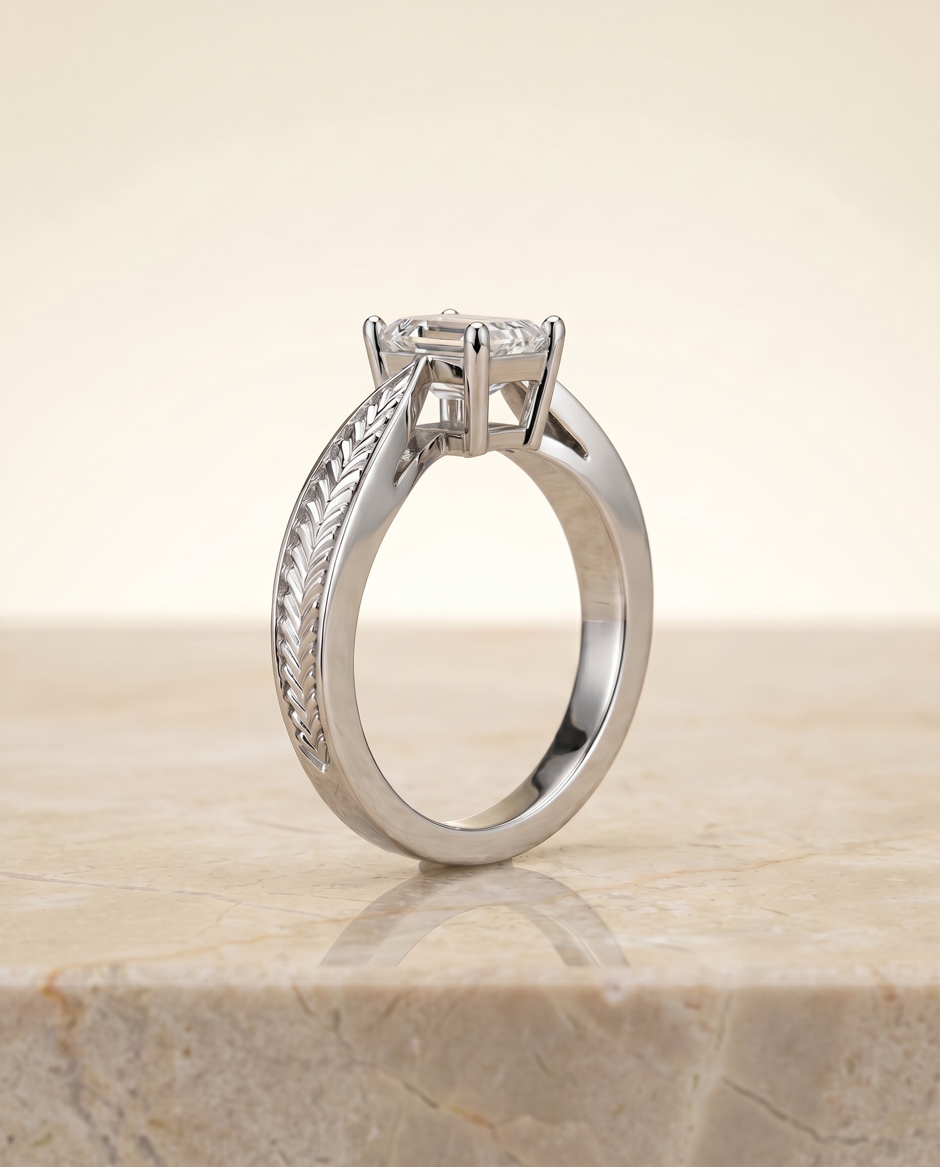 The Roberta setting for emerald diamonds, made to order in Platinum | RockHer