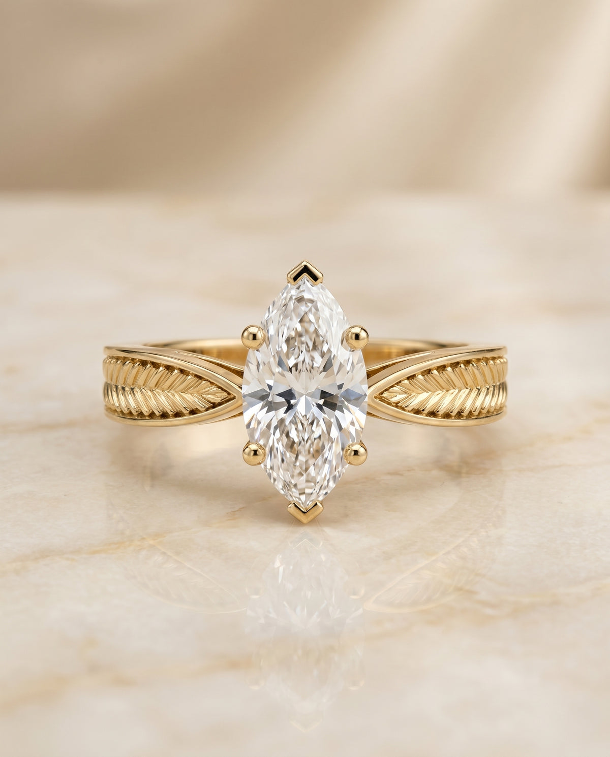 The Roberta marquise engagement ring setting in 18K Yellow Gold | RockHer