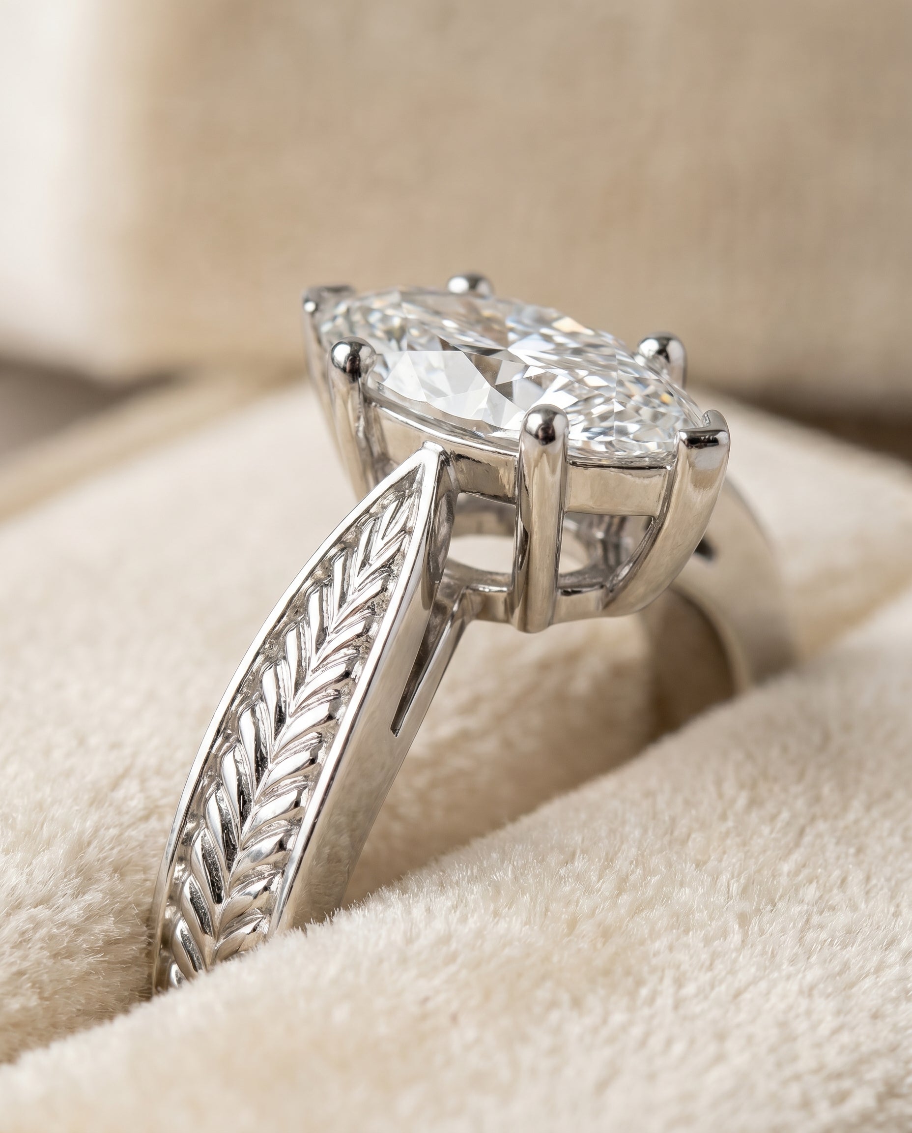 Platinum band of The Roberta marquise engagement ring setting | RockHer