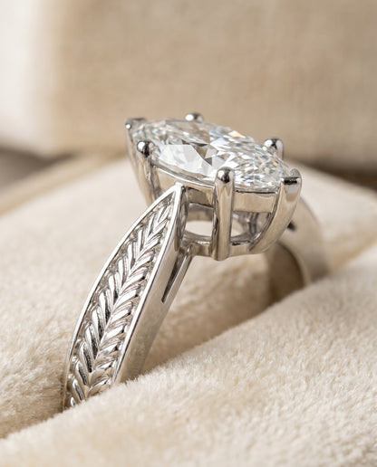 Roberta Select Solitaire Marquise Lab Diamond Engagement Ring in Platinum, detail view | RockHer