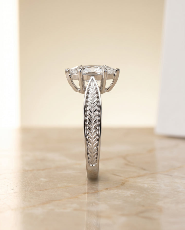 The Roberta Solitaire Engagement Ring Setting for Marquise Diamonds in Platinum