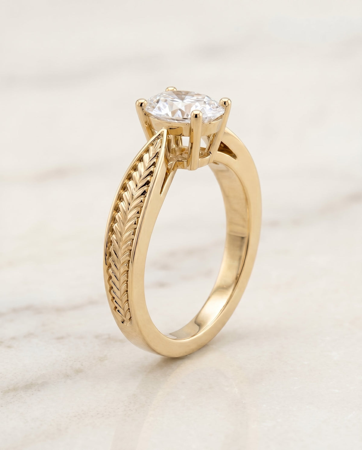 Roberta Select Solitaire Oval Lab Diamond Engagement Ring in 18K Yellow Gold, front view | RockHer